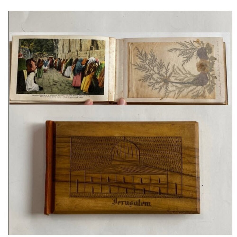 Vintage Illustrated Jerusalem POSTCARDS with REAL Dried Botanical Flowers